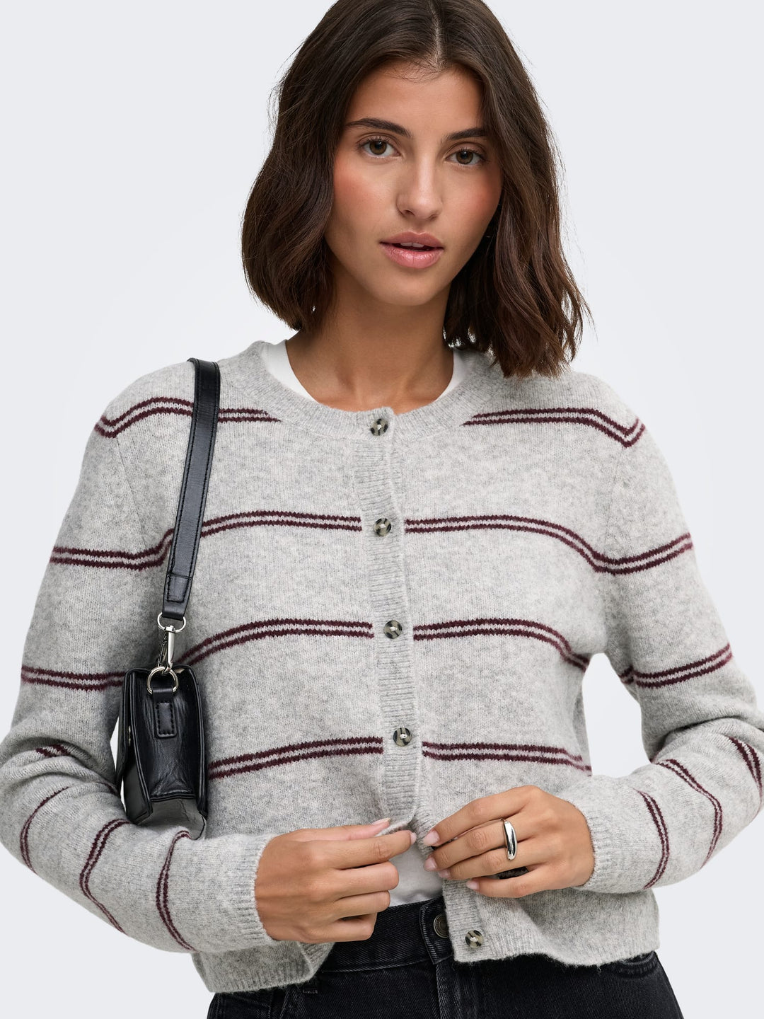 Jacqueline de Yong 15330581 chloe vest gebreid grijs dessin