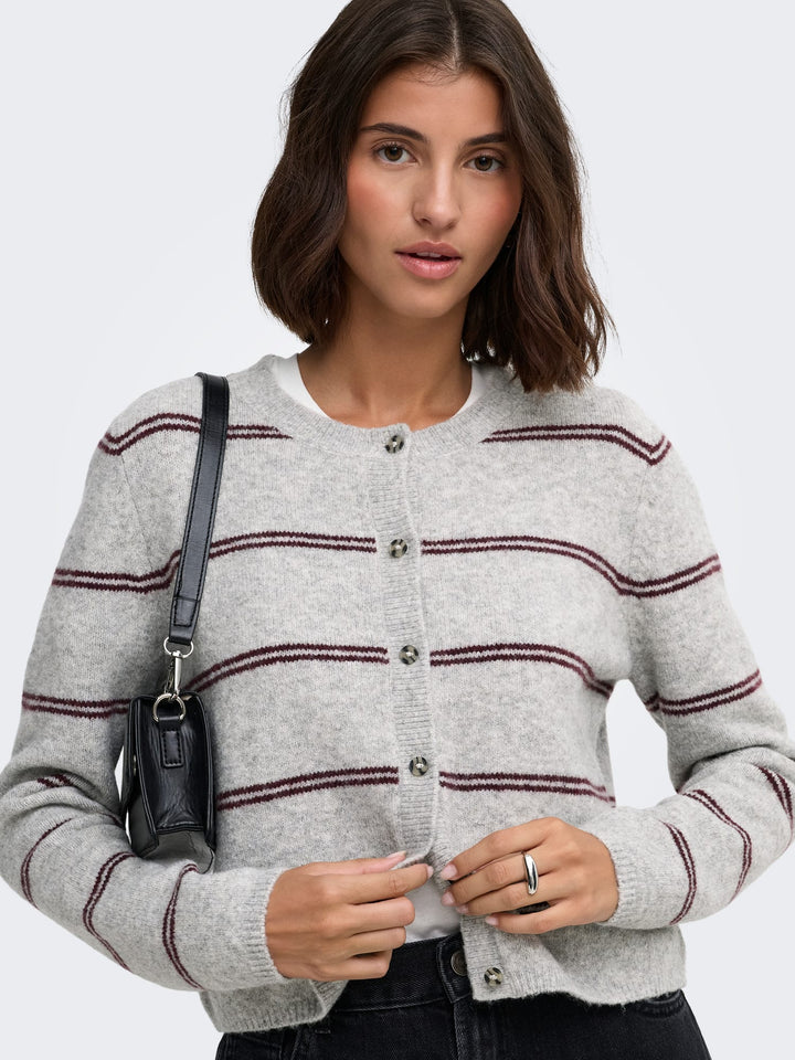 Jacqueline de Yong 15330581 chloe vest gebreid grijs dessin