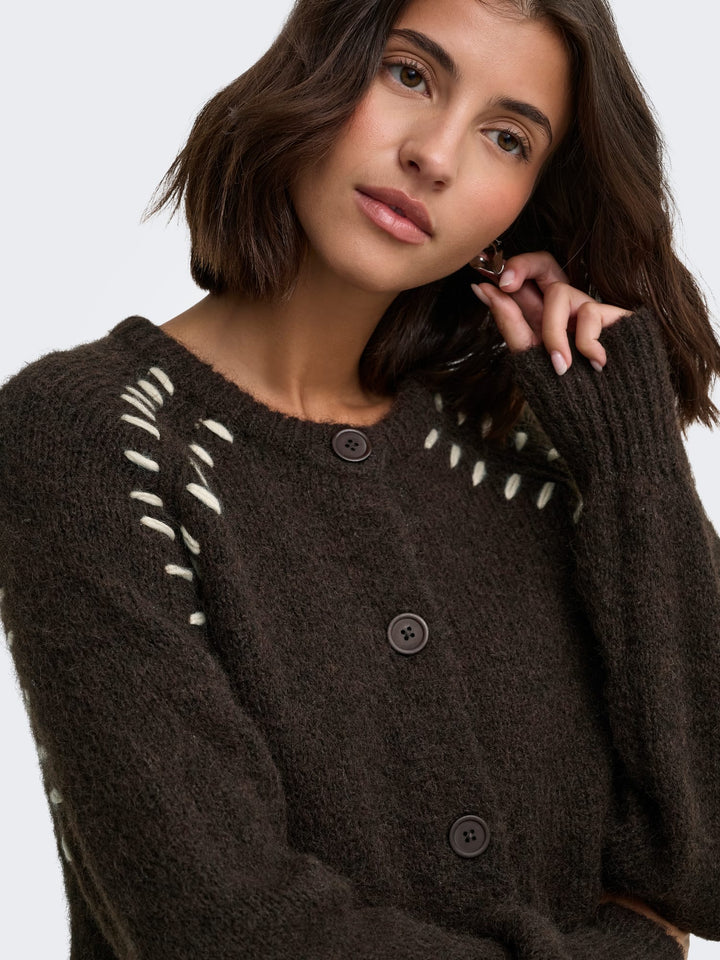 jacqueline de yong 15379819 Zoey vest gebreid bruin