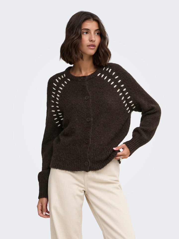 jacqueline de yong 15379819 Zoey vest gebreid bruin