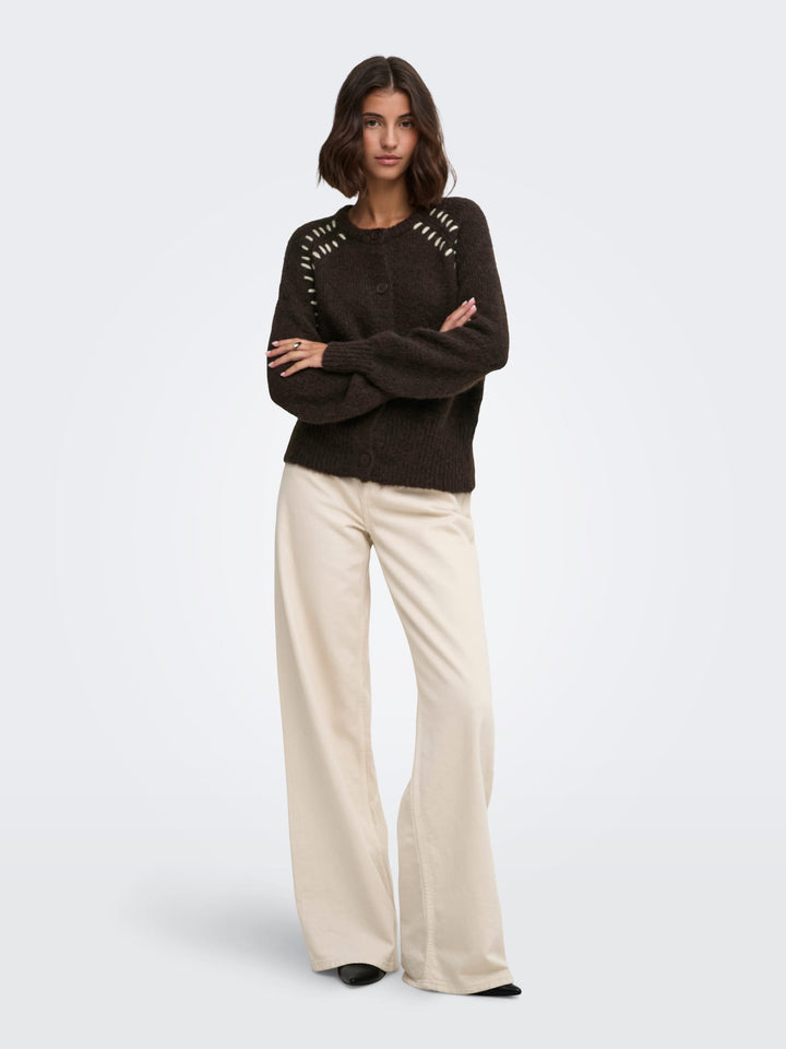 jacqueline de yong 15379819 Zoey vest gebreid bruin