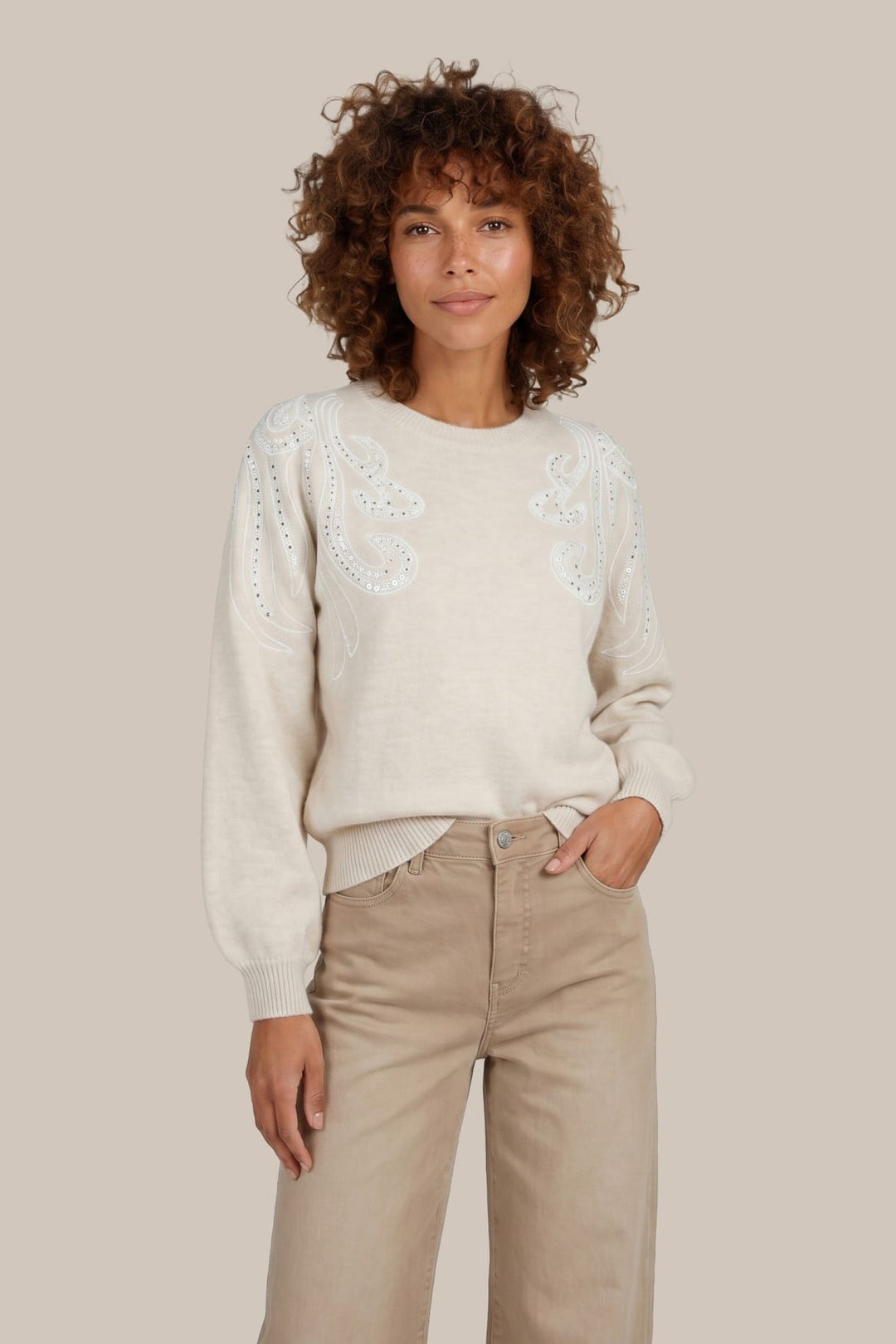 G-Maxx blouse l/m dames taupe – 26NEG02