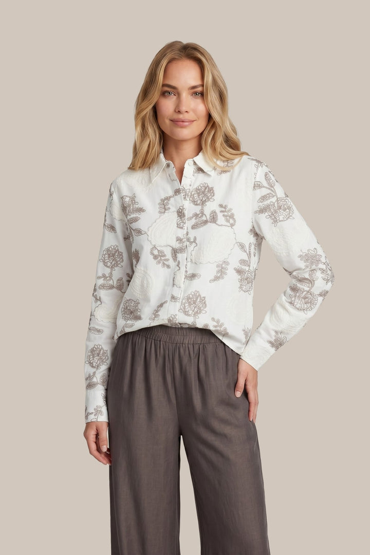G-Maxx blouse l/m dames zand dessin – 26NTG02 Sile