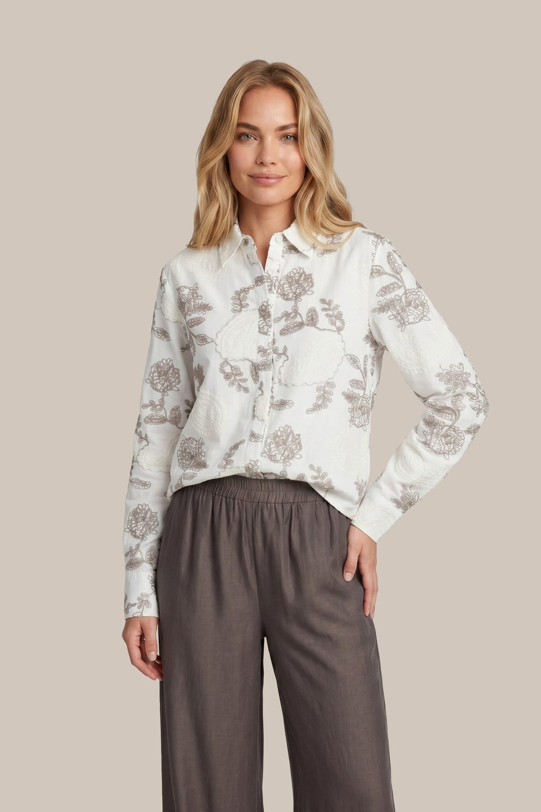 G-Maxx 26NTG02 Sile blouse zand dessin – dames