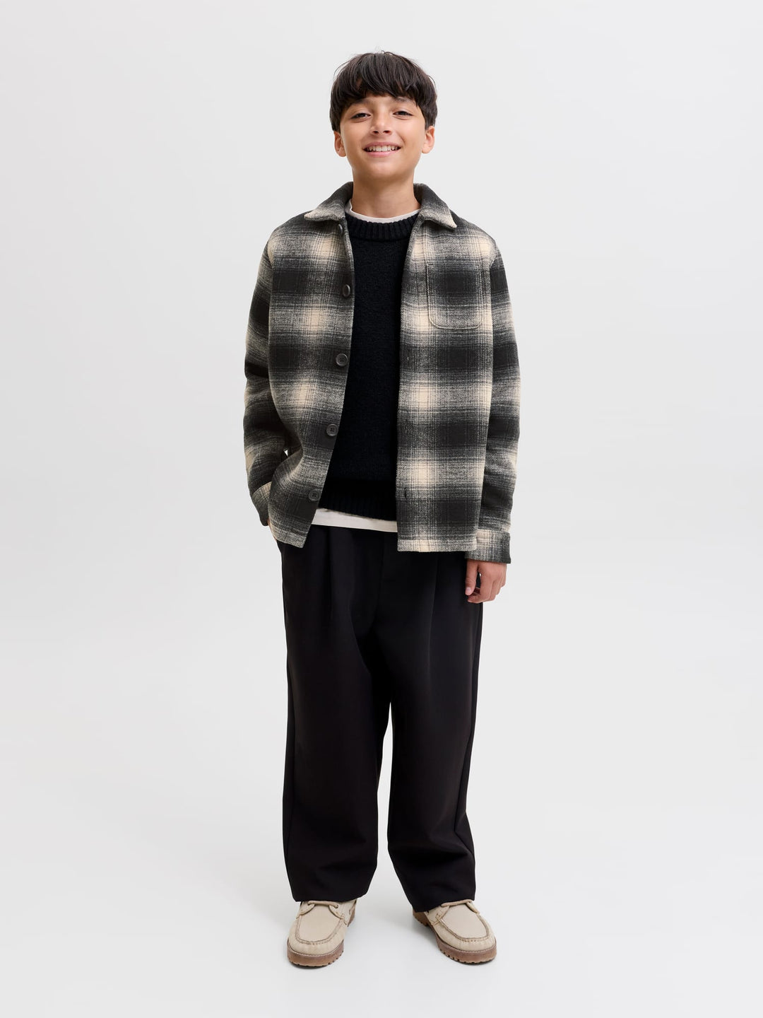 jack & jones kids blouse l/m grijs dessin – jongens