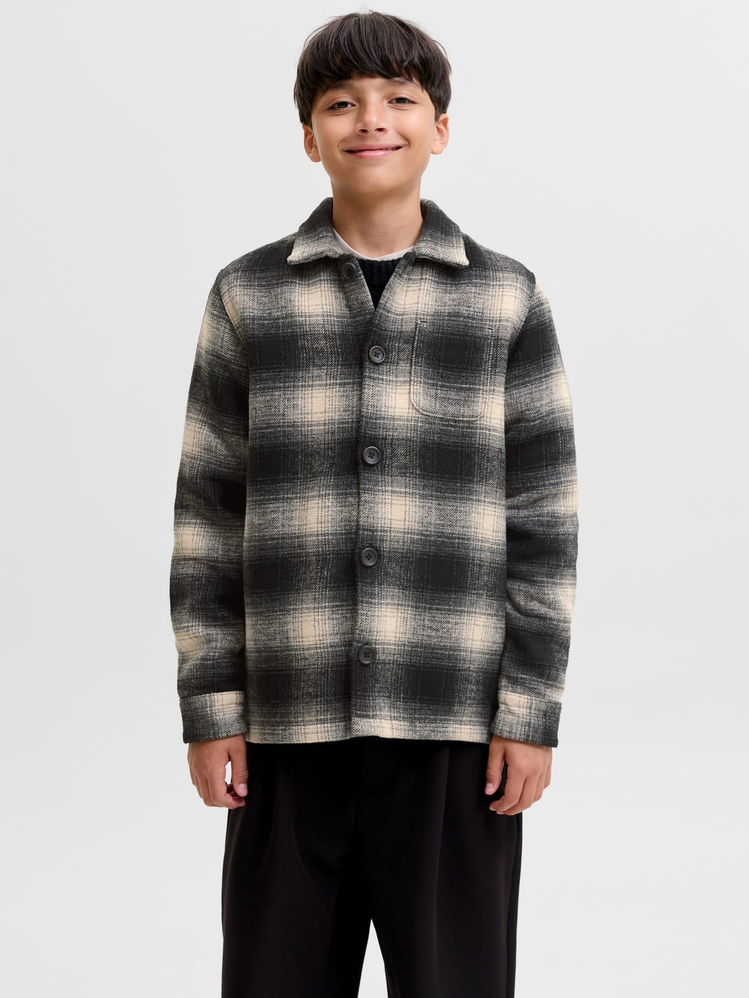 jack & jones kids blouse l/m grijs dessin – jongens