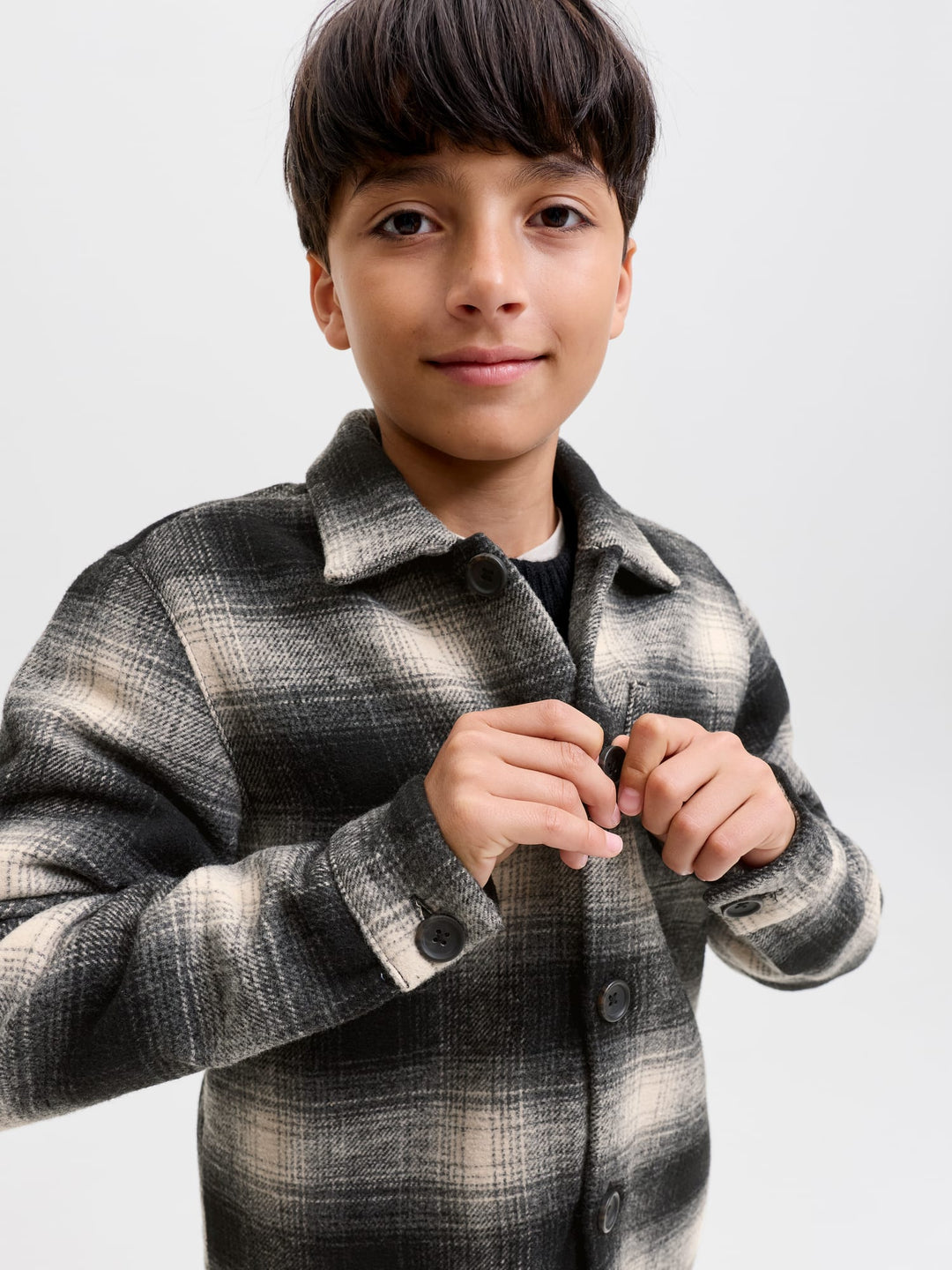 jack & jones kids blouse l/m grijs dessin – jongens