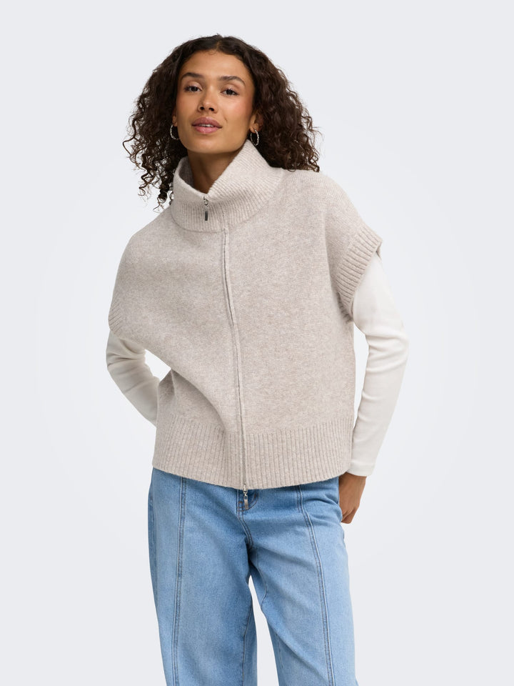 Jacqueline de Yong 15382986 Lea gebreid vest zand