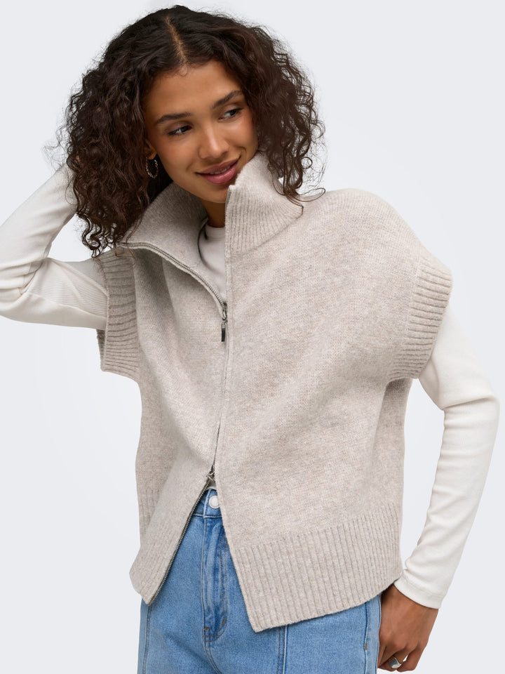 Jacqueline de Yong 15382986 Lea gebreid vest zand