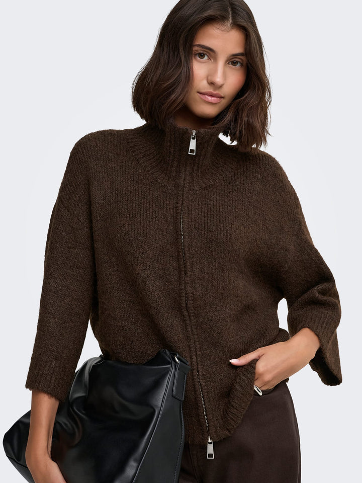 Only 15375131 Maggie vest gebreid bruin – dames