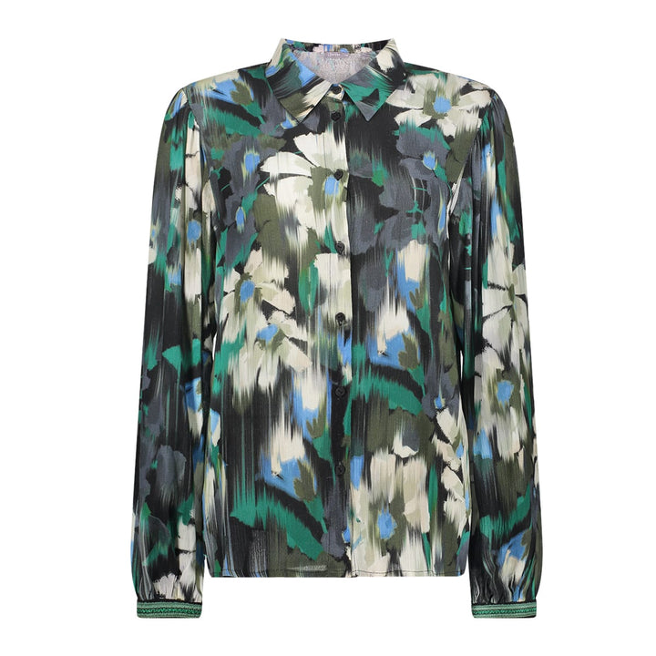 Geisha 63646-20 blouse l/m dames groen dessin