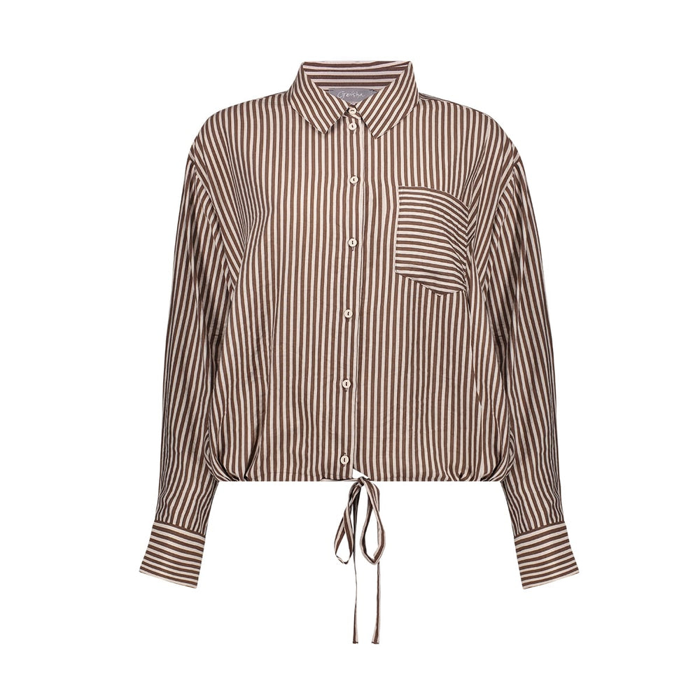 Geisha 63711-20 blouse l/m dames bruin dessin