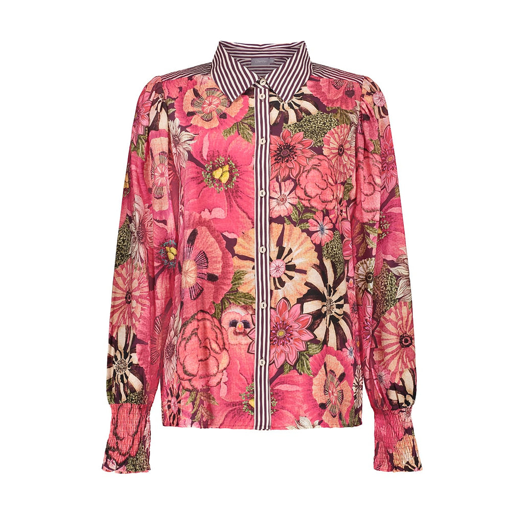 Geisha 63919-20 blouse l/m dames rood dessin