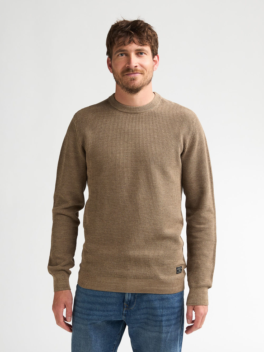 Petrol men M-3060-KWR225 polo k/m heren bruin dessin - Licht Bruin