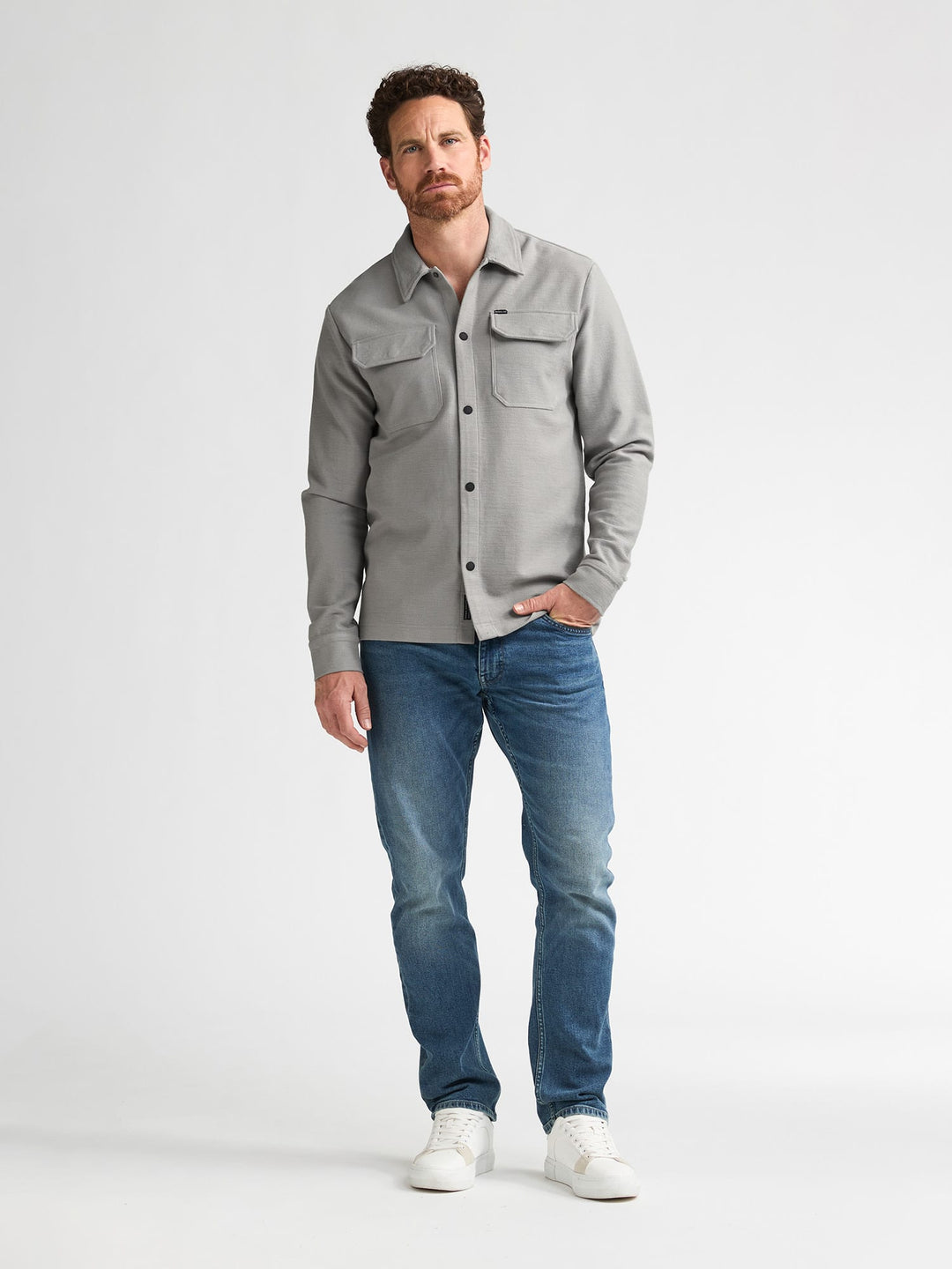 Petrol men M-3060-SIL423 overhemd l/m heren lichtgrijs