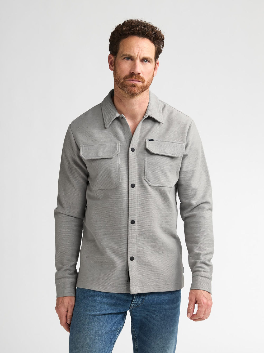 Petrol men M-3060-SIL423 overhemd l/m heren lichtgrijs
