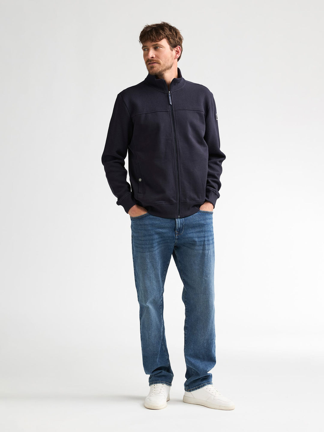 Petrol men M-3060-SWC314 vest sweat heren navy