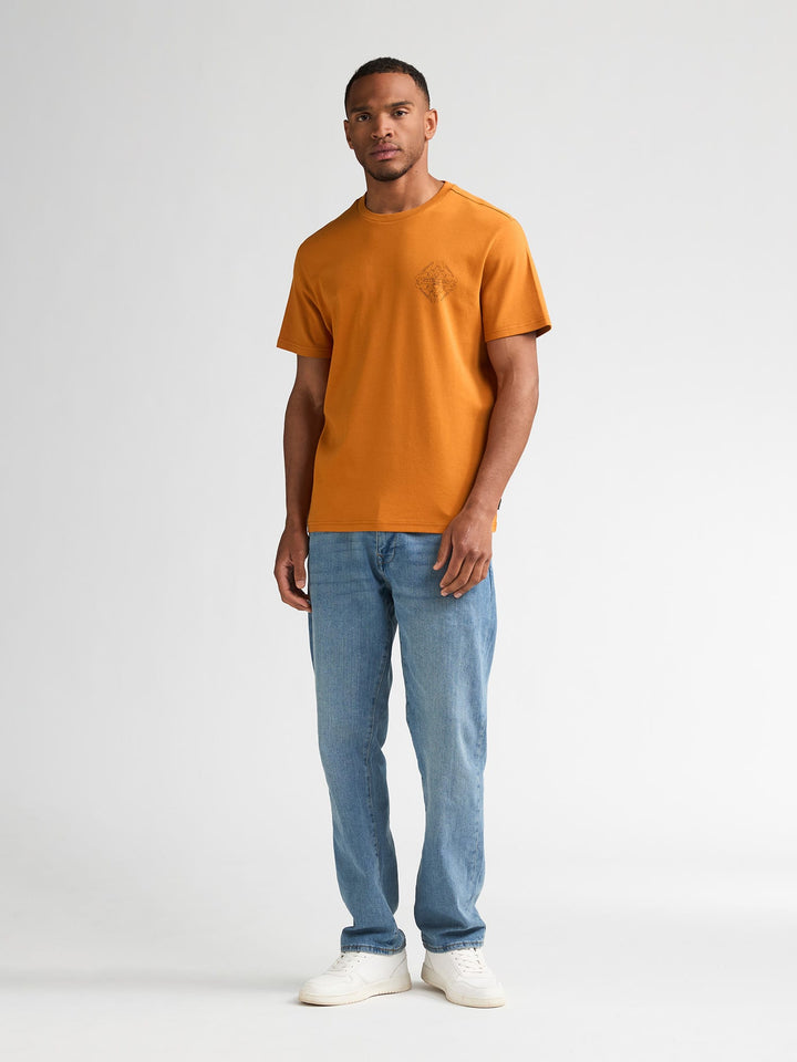 Petrol men M-3060-TSR618 overhemd l/m ecru dessin - Oranje