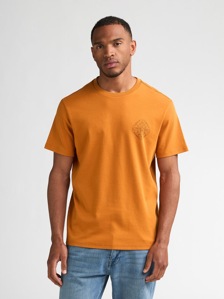 Petrol men M-3060-TSR618 overhemd l/m ecru dessin - Oranje