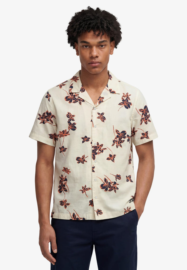 Superdry M4011136A overhemd k/m ecru dessin – heren