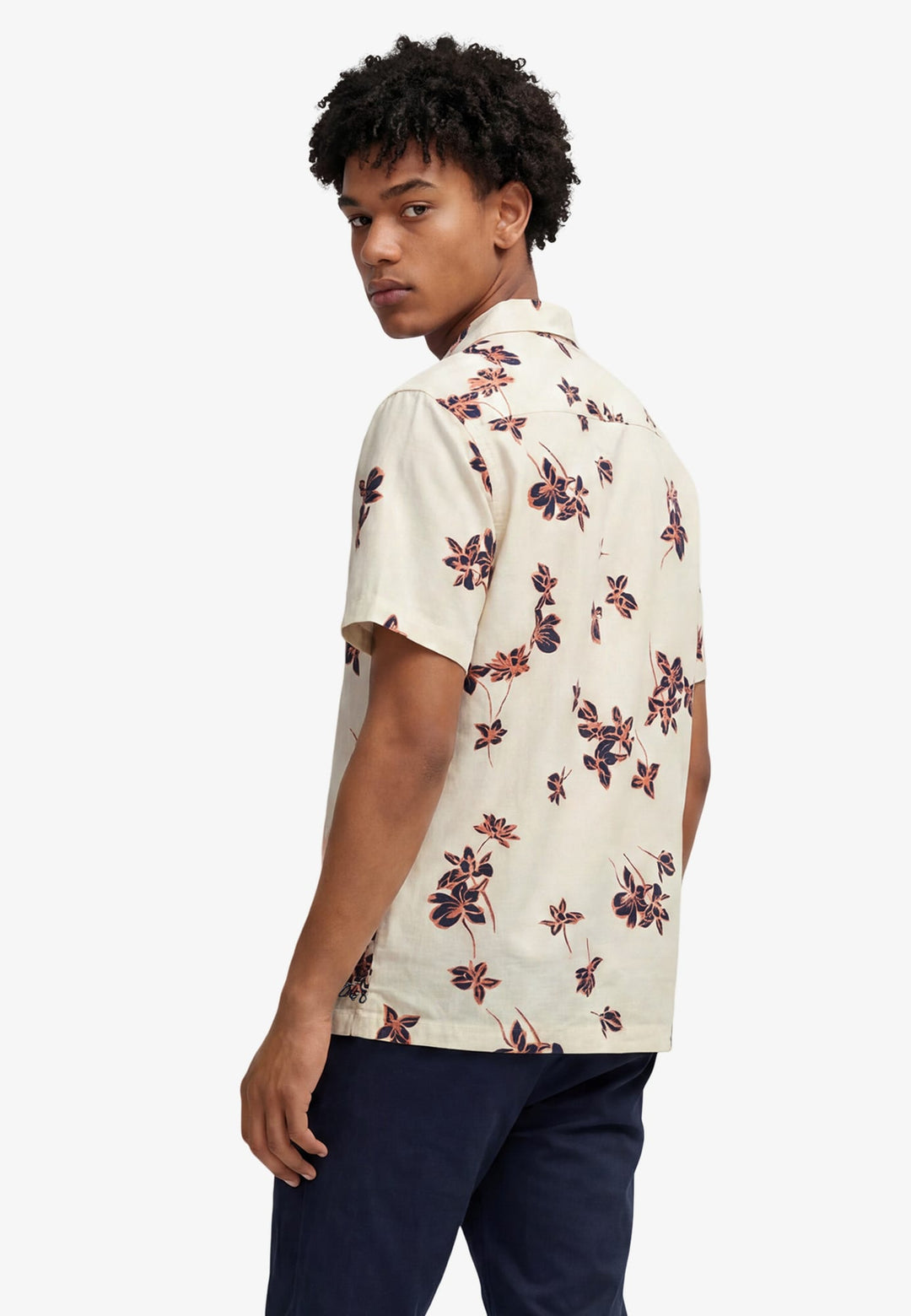 Superdry M4011136A overhemd k/m ecru dessin – heren