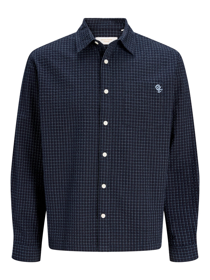 Jack &amp; Jones 12315905 Menton overhemd l/m blauw dessin – heren