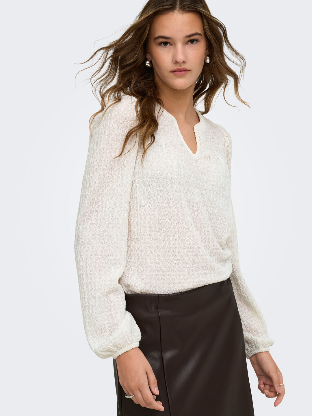 Only 15384066 Lilse top l/m dames off-white