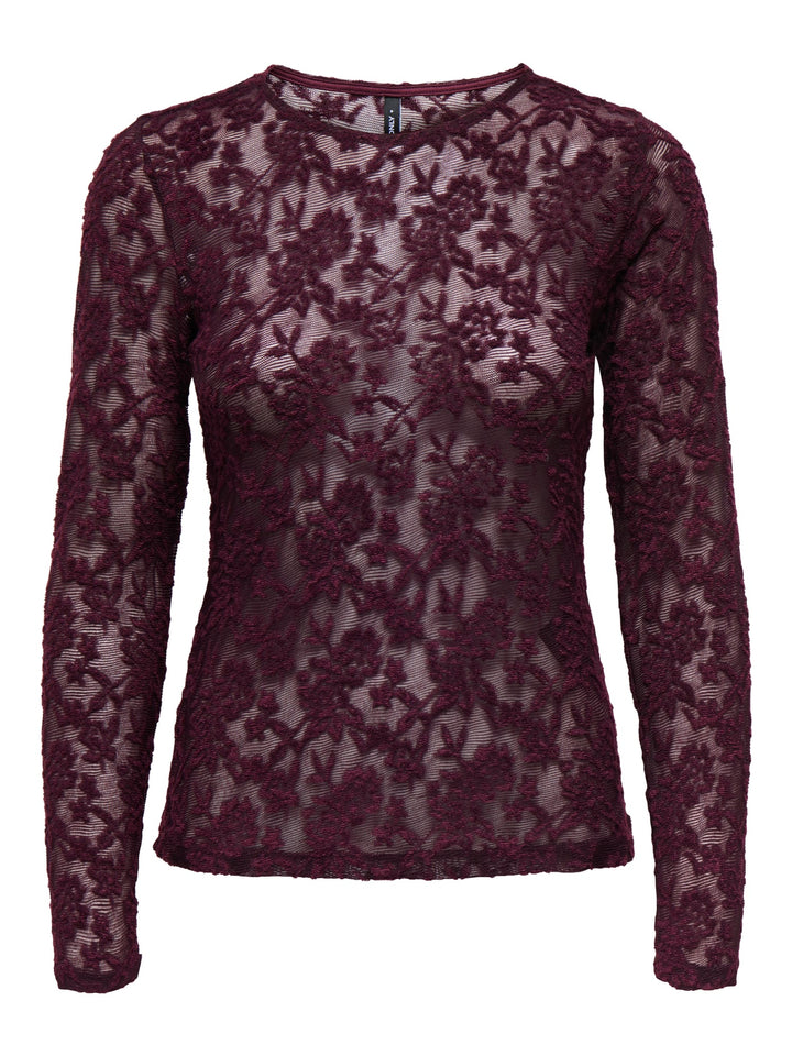 Only 15356155 Blaise top l/m dames - bordeaux
