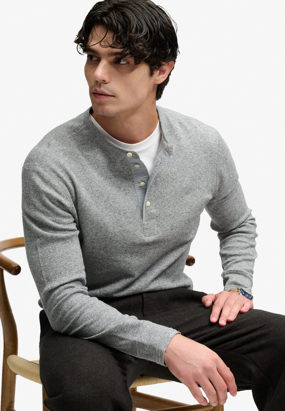 Superdry T-shirt l/m heren grijs melee – M6010974A