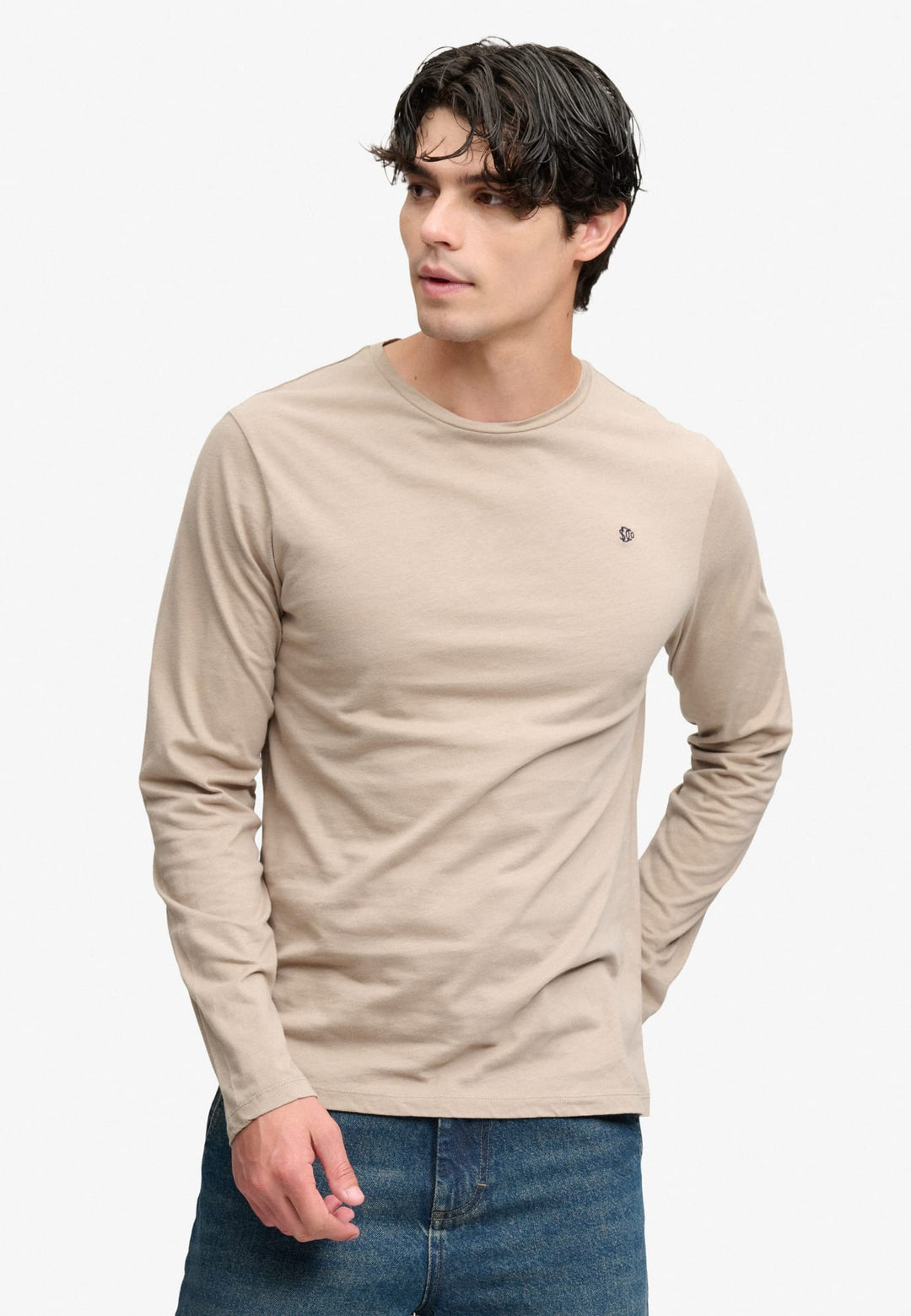 Superdry heren t-shirt l/m beige – M6010988A