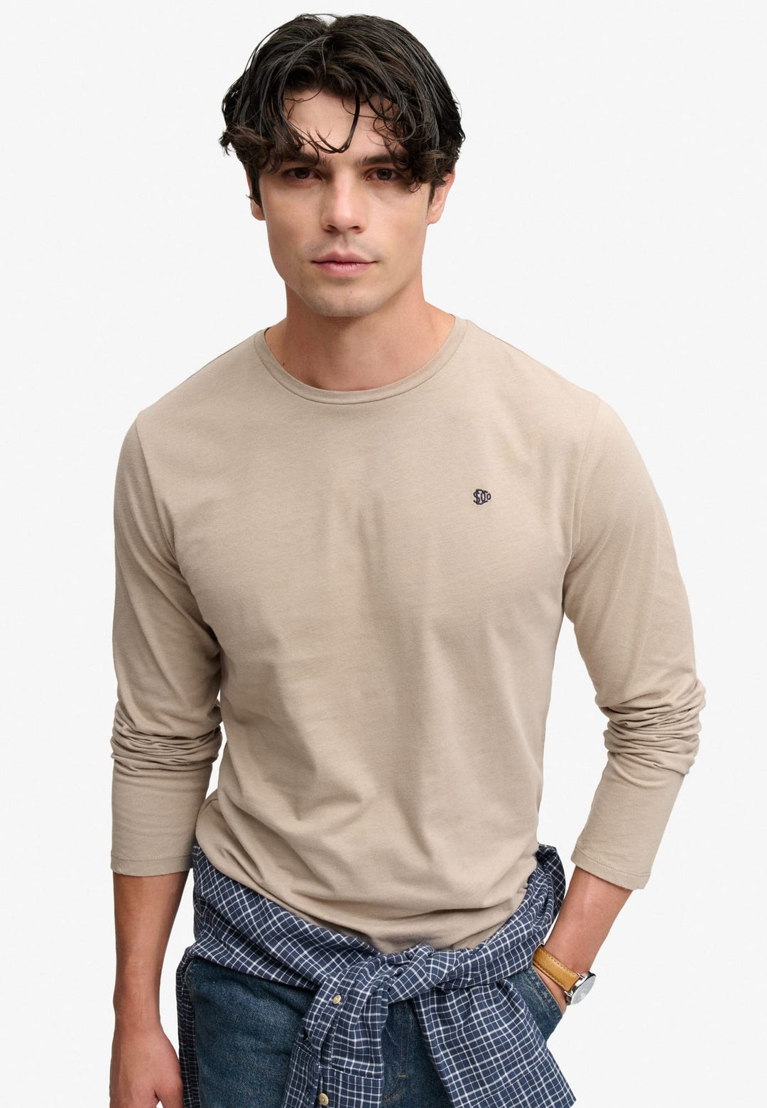 Superdry heren t-shirt l/m beige – M6010988A
