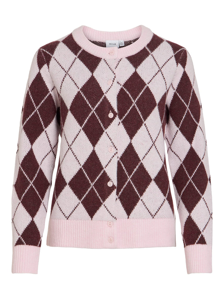Vila 14119457 Aggie vest gebreid dames roze dessin