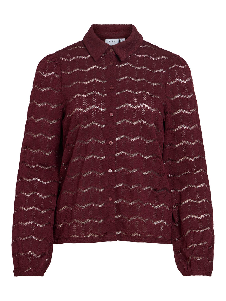 Vila 14118378 Delima blouse l/m bordeaux – dames