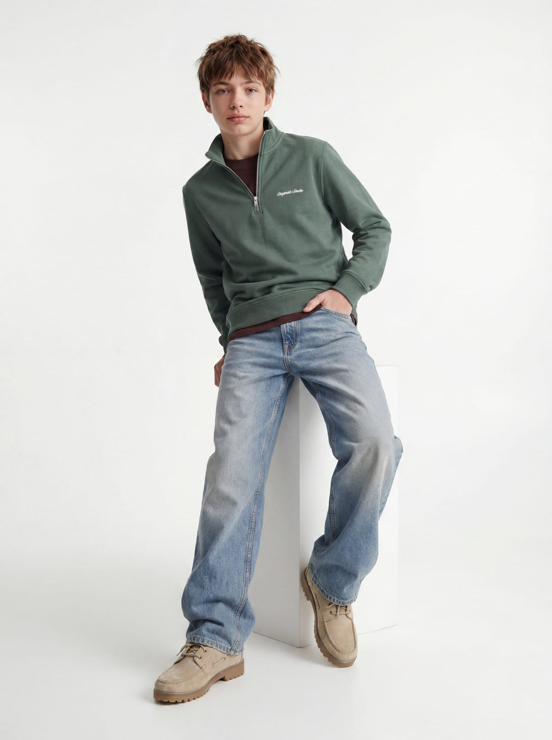 jack & jones kids Norrrebro sweater olijf – jongens