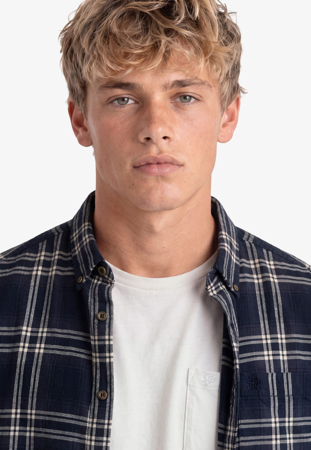 Superdry M4011197A overhemd l/m heren blauw dessin
