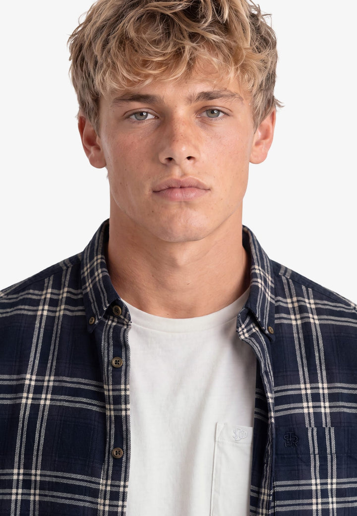 Superdry M4011197A overhemd l/m heren blauw dessin