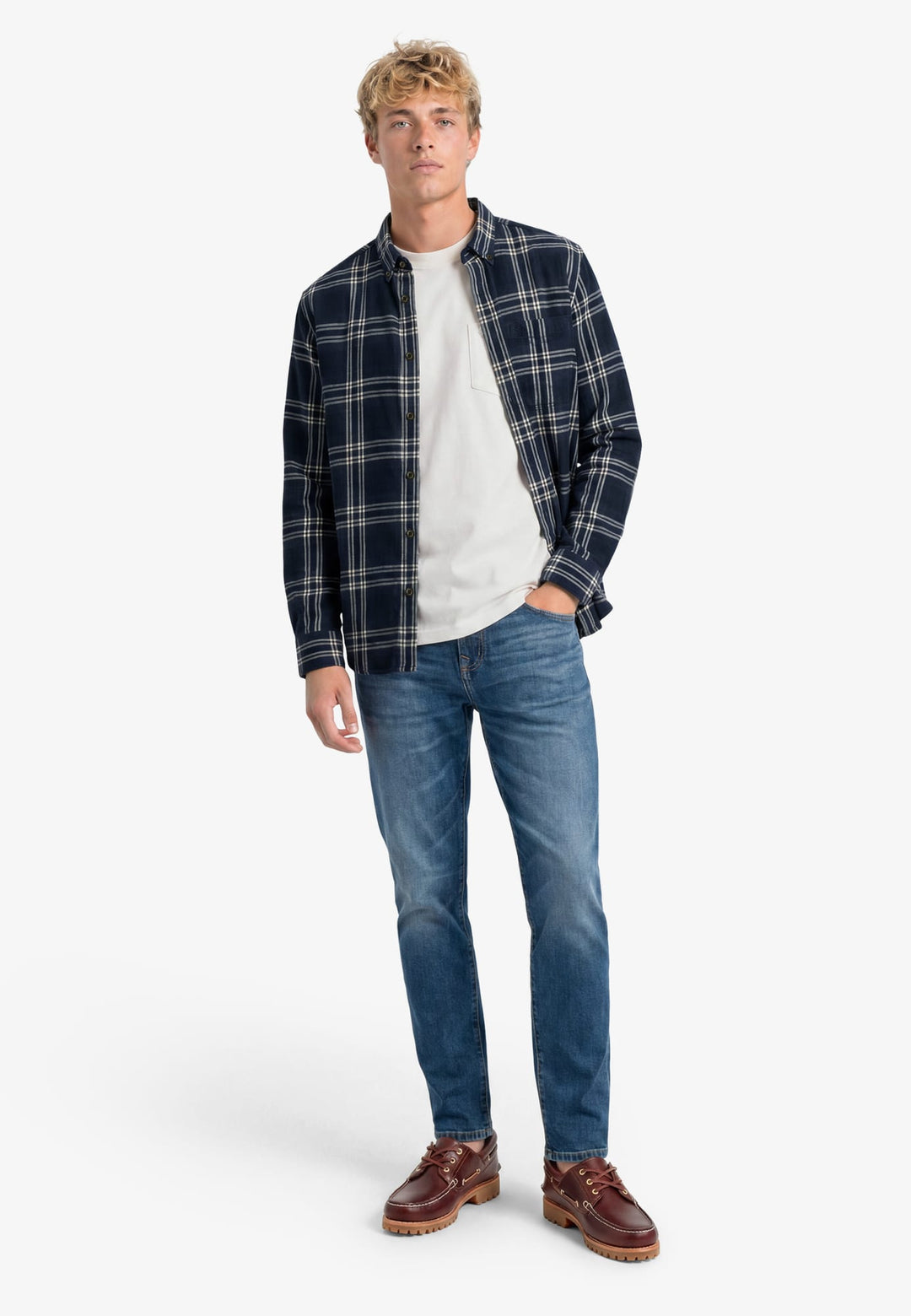 Superdry M4011197A overhemd l/m heren blauw dessin
