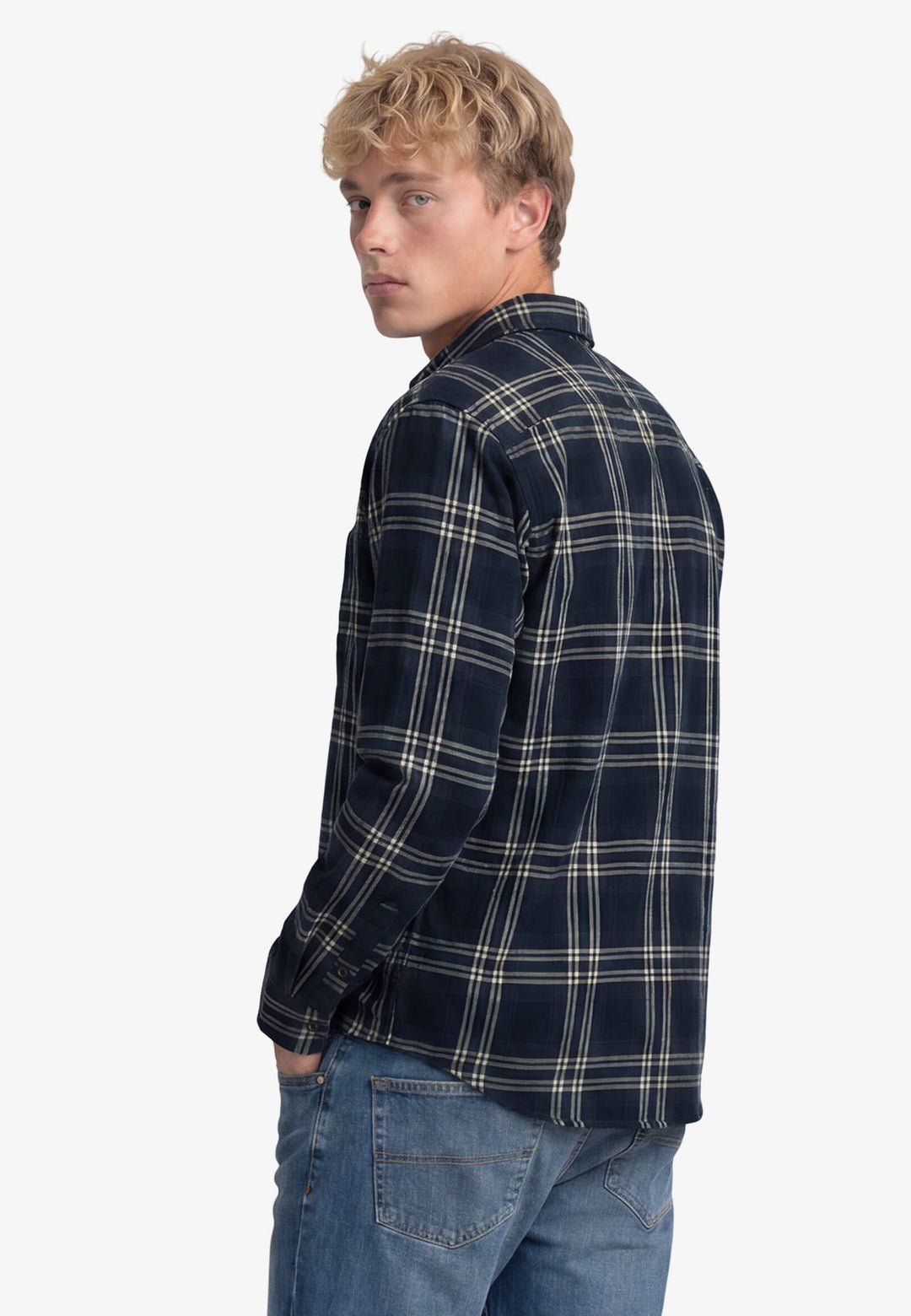 Superdry M4011197A overhemd l/m heren blauw dessin