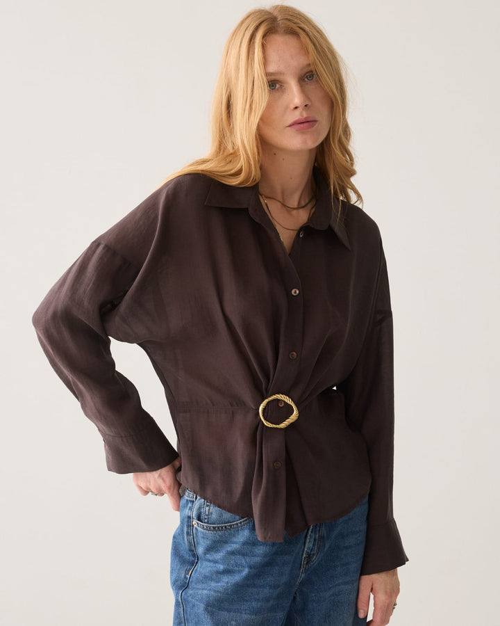 Summum 2s3524-12492 blouse l/m bruin