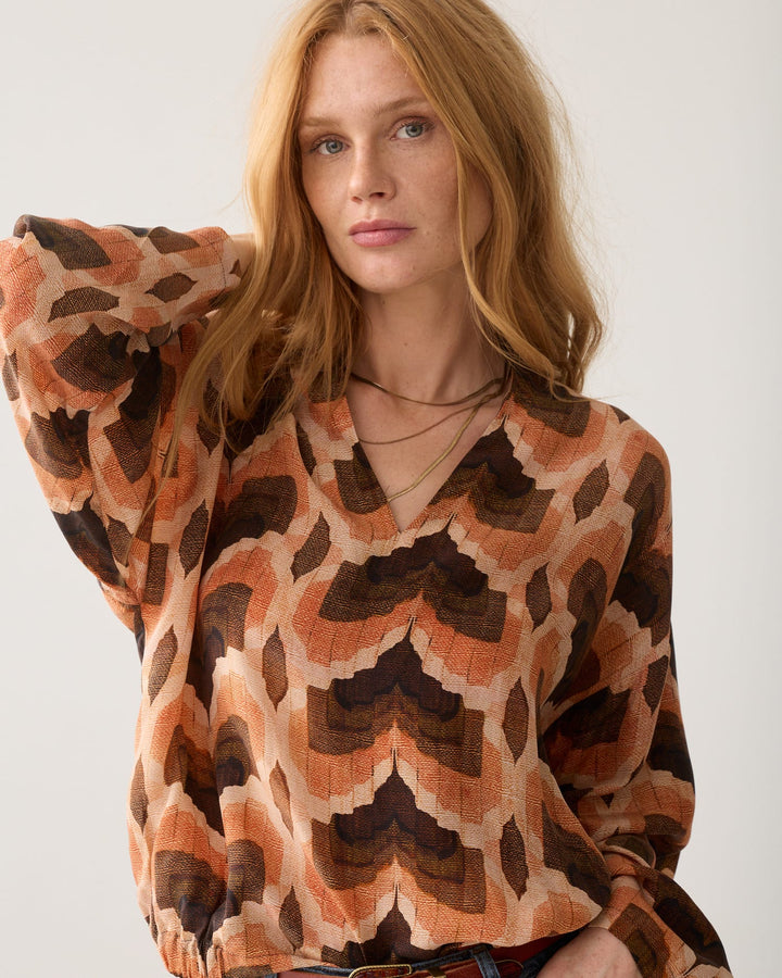 Summum top l/m dames oranje dessin – 2s3549-12498