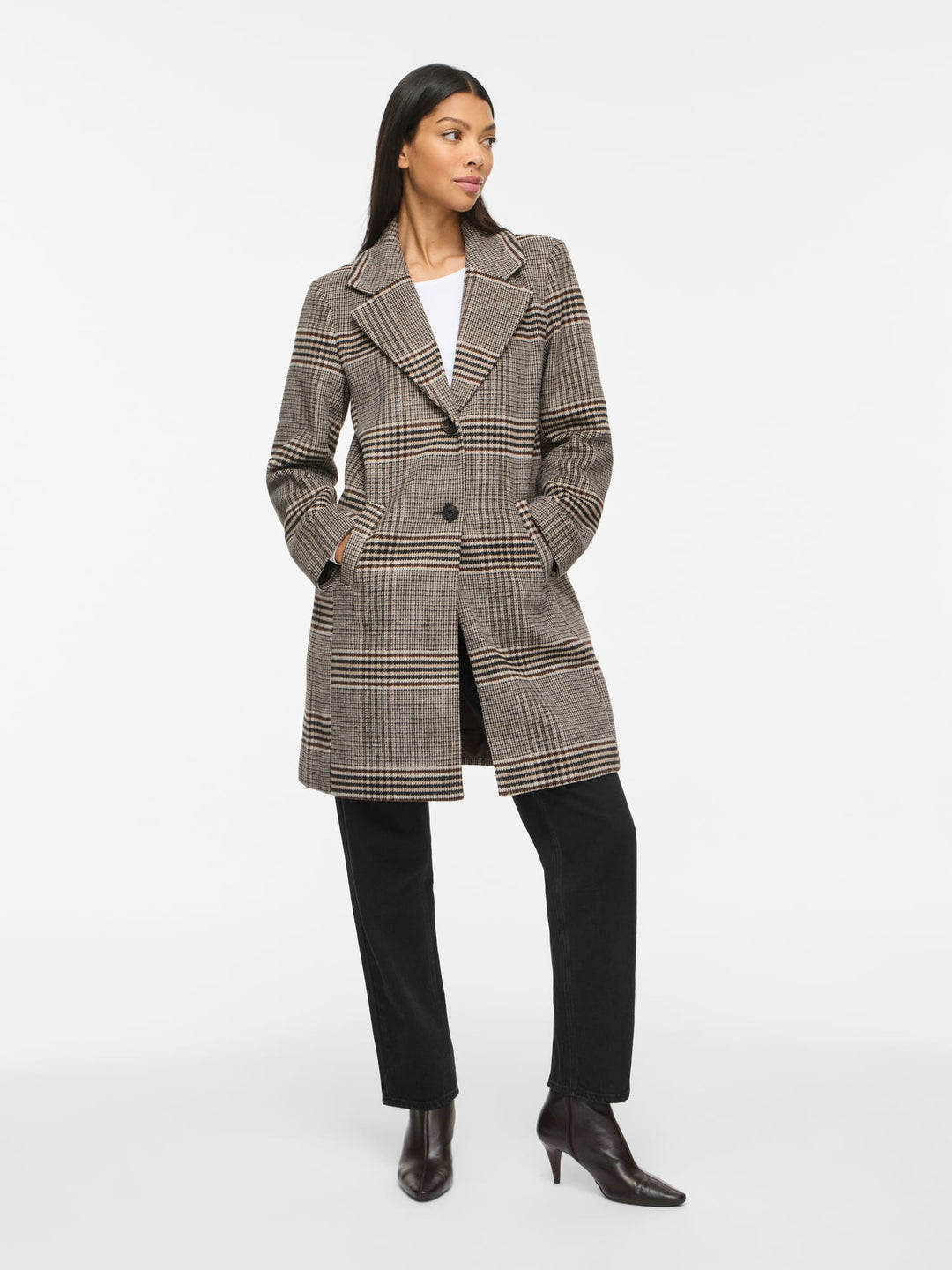 Vila 14115242 Leova tussenjas dames bruin dessin