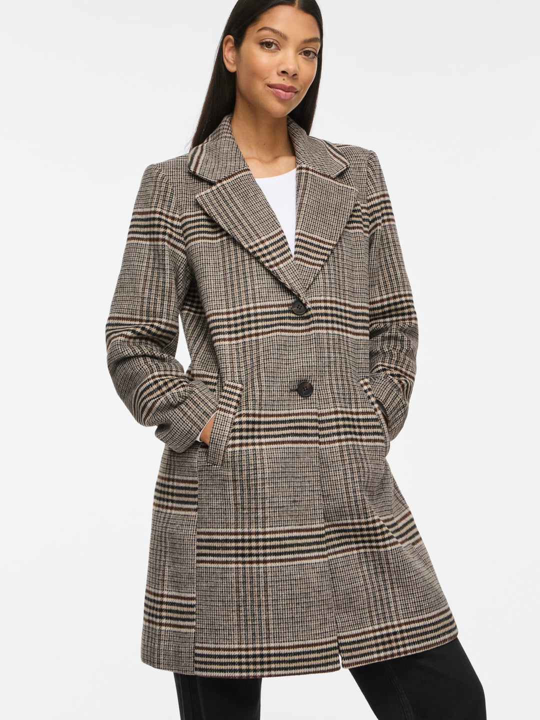 Vila 14115242 Leova tussenjas dames bruin dessin