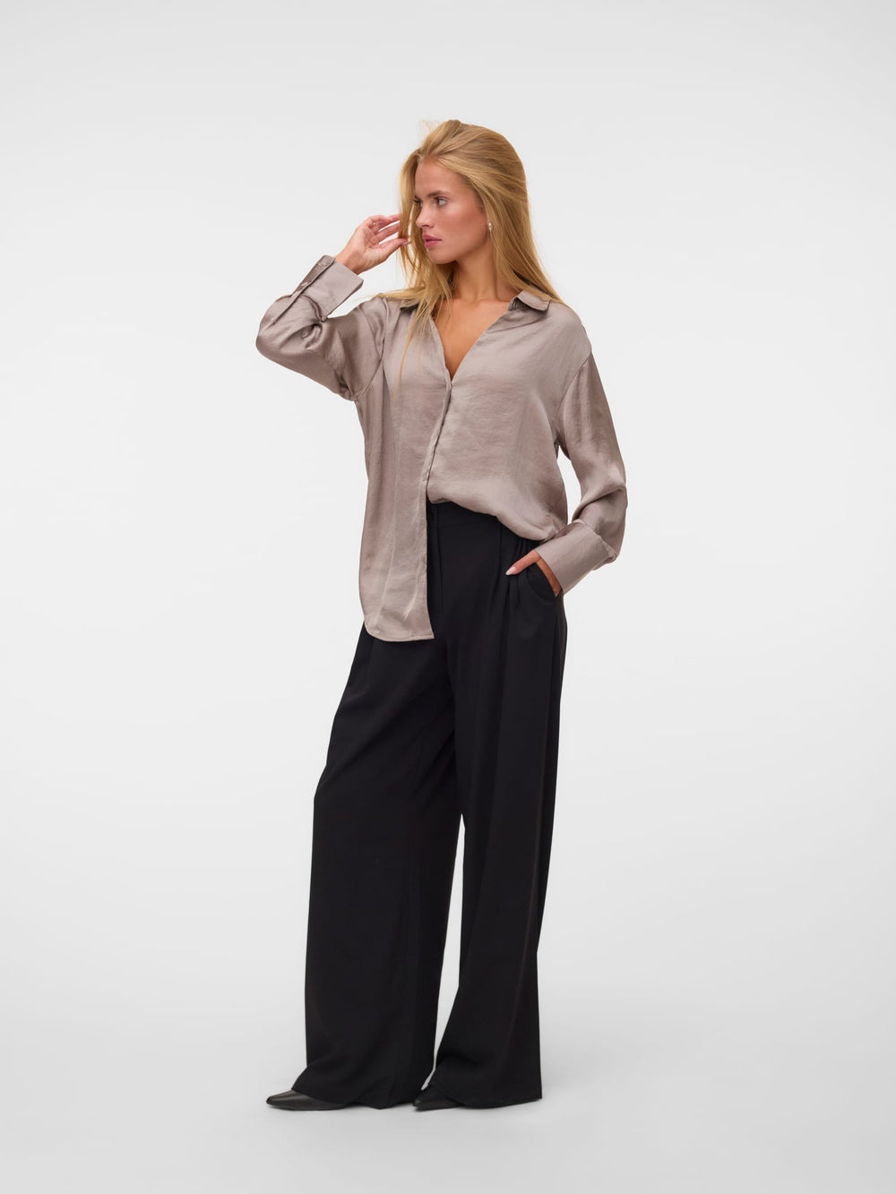 VERO MODA 10341449 Sommer blouse l/m taupe