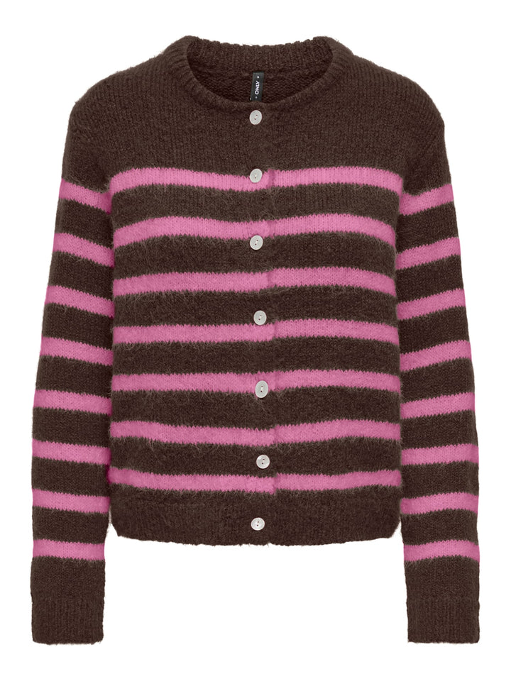 Only 15375125 Maggie vest gebreid dames bruin dessin