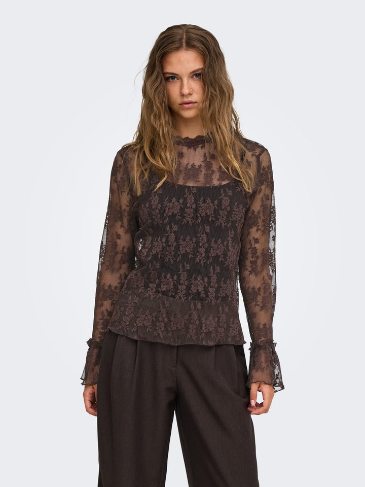 Only 15375176 Crisma top met lange mouwen bruin – dames