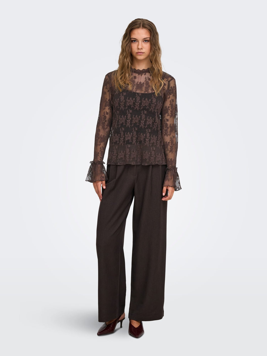 Only 15375176 Crisma top met lange mouwen bruin – dames