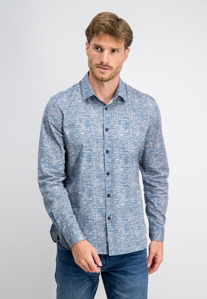 Gabbiano men 3367351 STAN overhemd l/m blauw dessin – heren