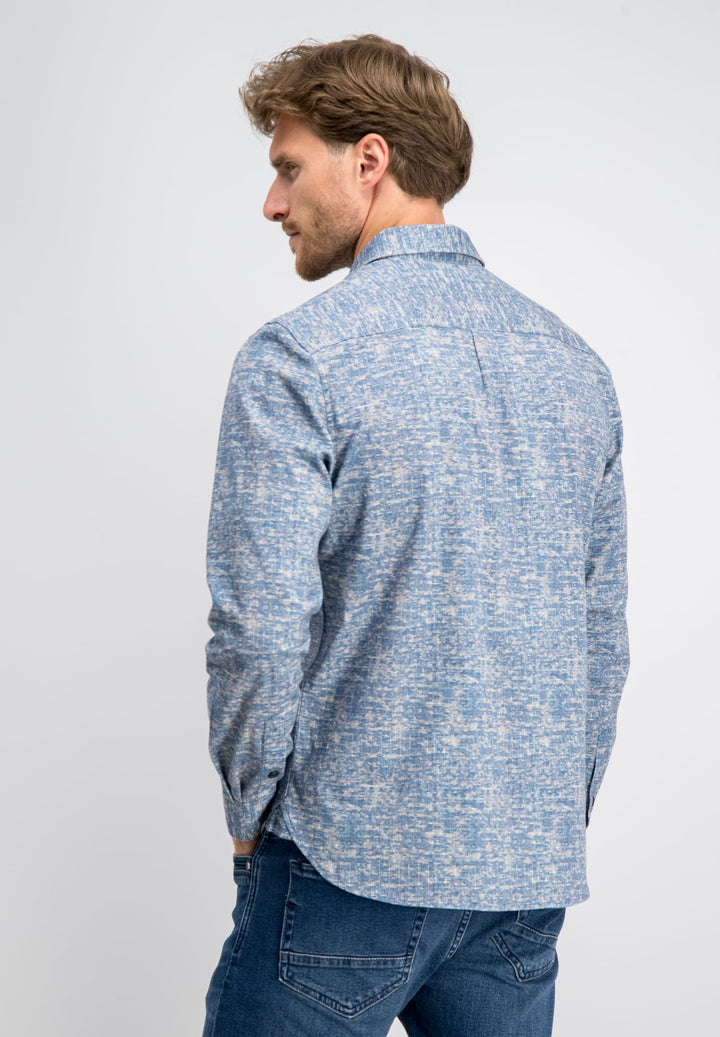 Gabbiano men 3367351 STAN overhemd l/m blauw dessin – heren