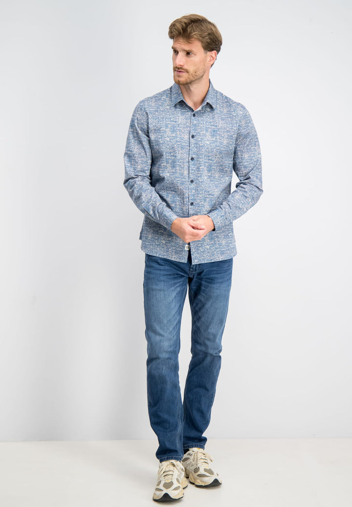 Gabbiano men 3367351 STAN overhemd l/m blauw dessin – heren