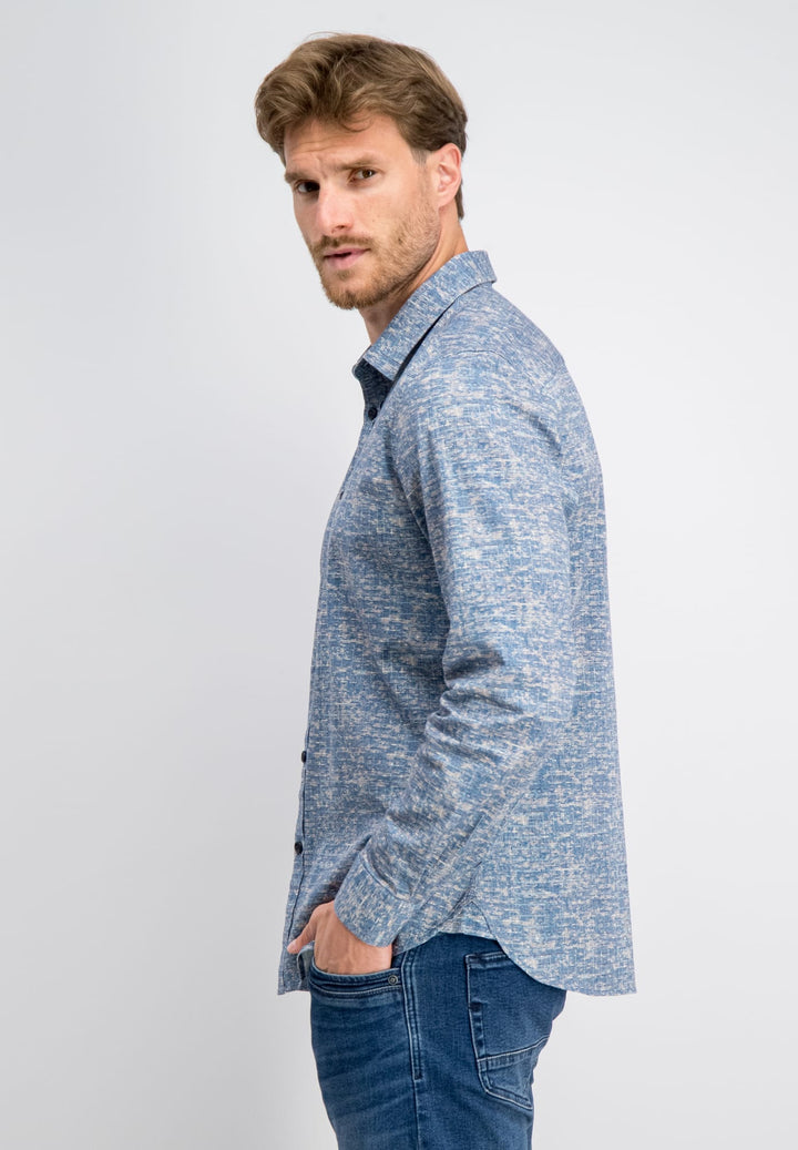 Gabbiano men 3367351 STAN overhemd l/m blauw dessin – heren